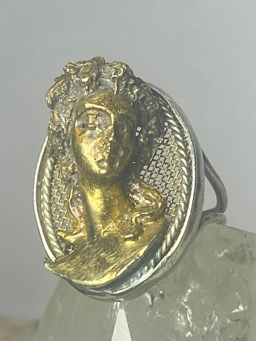 CLASSICAL FACE SIZE 7 RING THREE DIMENSIONAL BAND STERLING SILVER WOMEN (1 of 2)