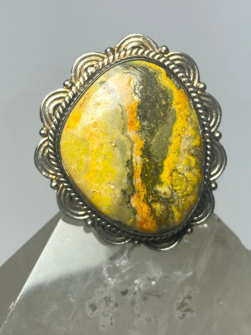 BUMBLEBEE JASPER RING SIZE 5.25 STERLING SILVER WOMEN GIRLS (1 of 2)