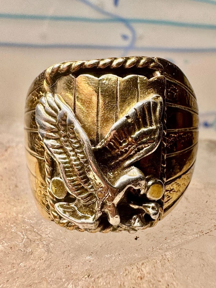 EAGLE RING SIZE 11 NAVAJO S RAY STERLING SILVER WOMEN MEN (1 of 1)