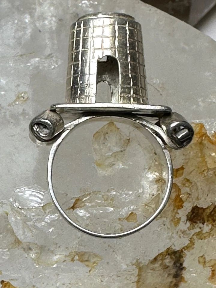 BEE RING BEE HIVE BAND SIZE 8.50 PORCELAIN FLOWERS STERLING SILVER WOMEN (1 of 1)