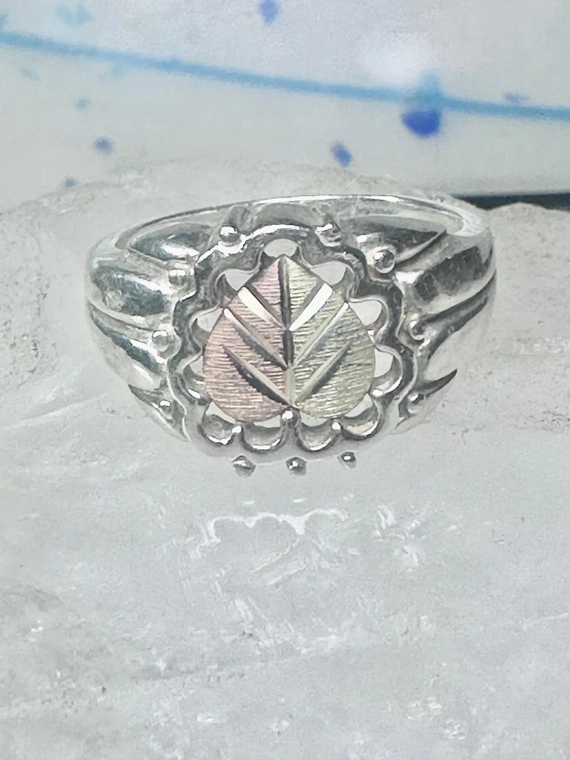 BLACK HILLS GOLD RING LEAF BAND SIZE 7.75 STERLING SILVER WOMEN MEN (1 of 2)