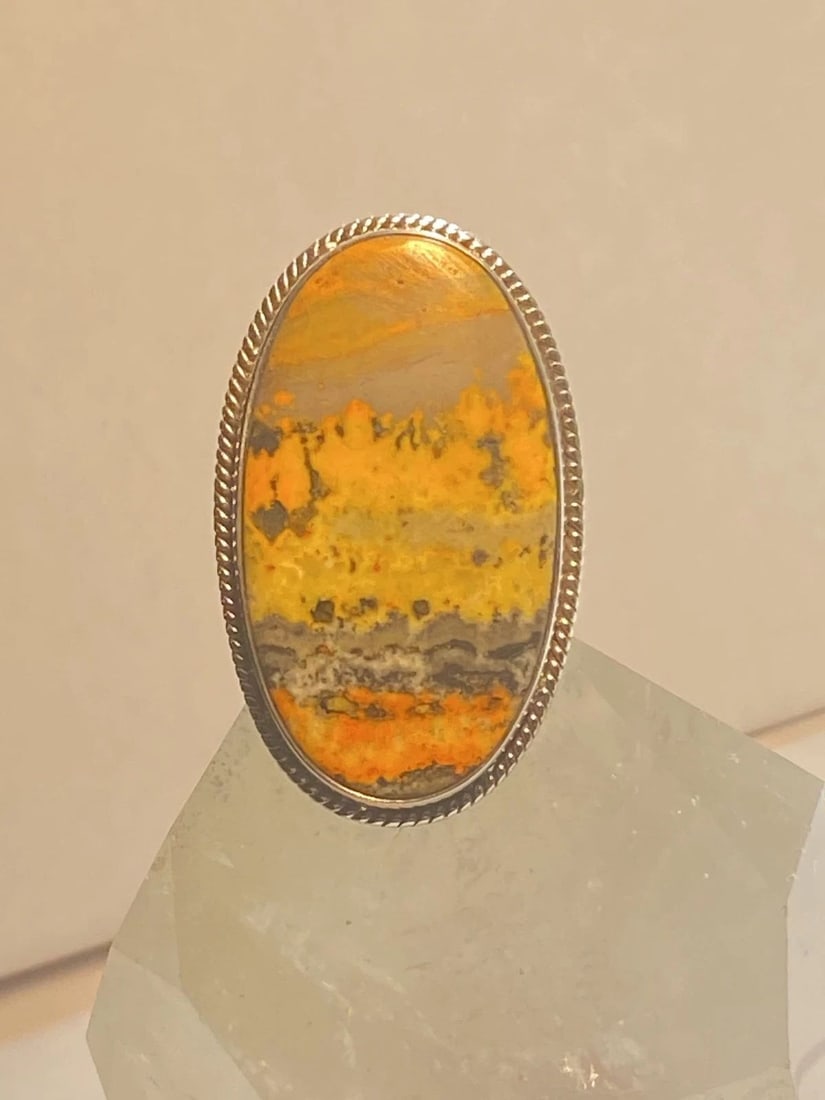 BUMBLE BEE JASPER RING SIZE 9.75 LONG STERLING SILVER WOMEN (1 of 2)