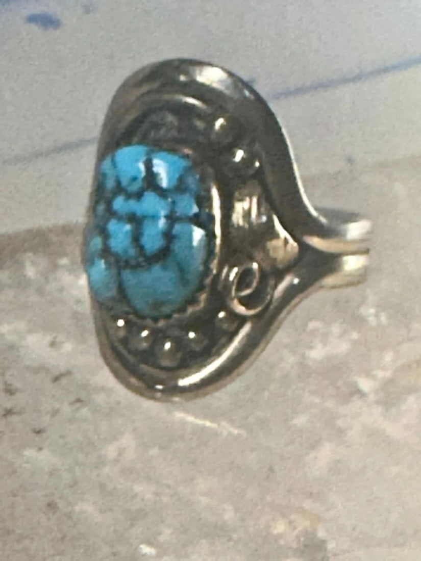 TURQUOISE RING TAWA BY KT NAVAJO SIZE 7.50 STERLING SILVER 12KT GF WOMEN MEN (1 of 2)