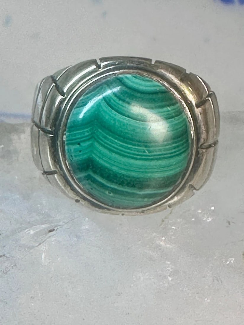 MALACHITE RING MEXICO TAXCO SIZE 9.25 VINTAGE STERLING SILVER MEN WOMEN (1 of 2)