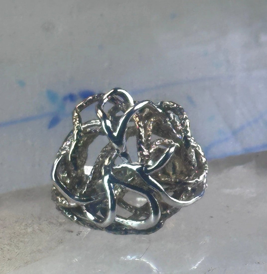 VINTAGE PANETTA BRUTALIST RING SIZE 6.75 STERLING SILVER WITH GOLD VERMEIL TANGL (1 of 1)