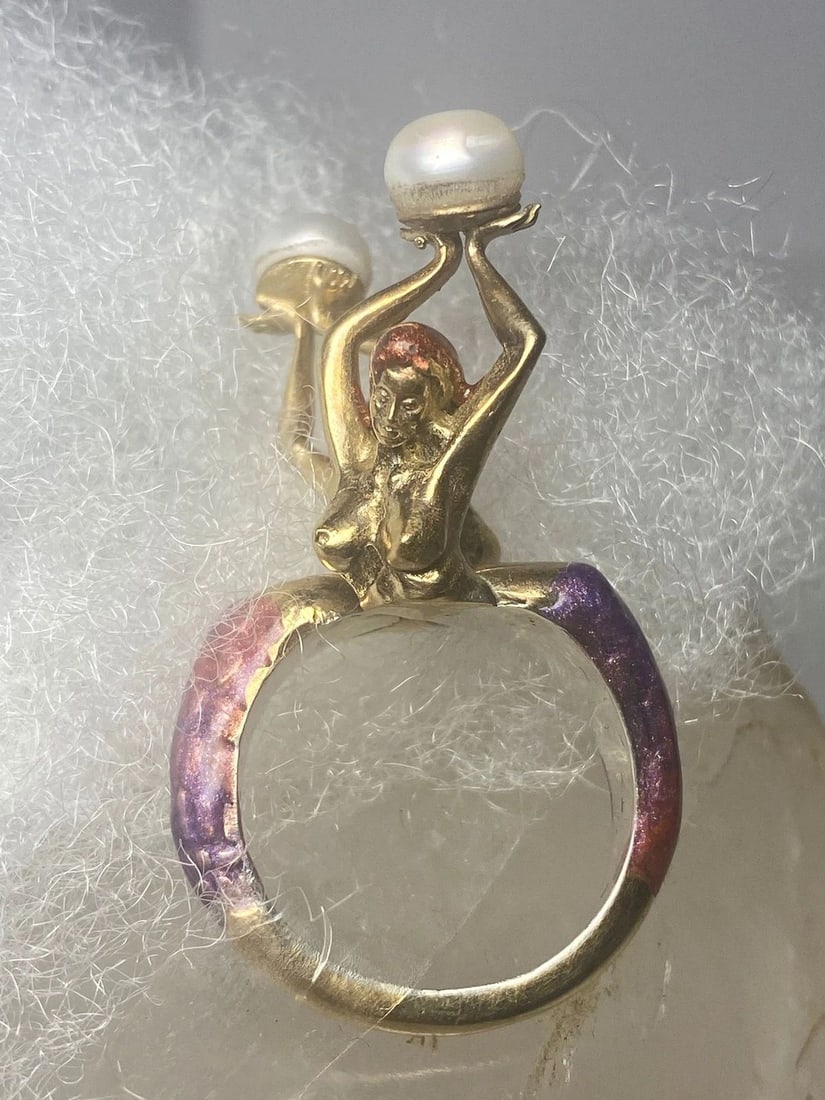 NAKED LADIES RING MERMAID STERLING SILVER WOMEN GIRLS OVERLAY W UNKNOWN METALS (1 of 1)