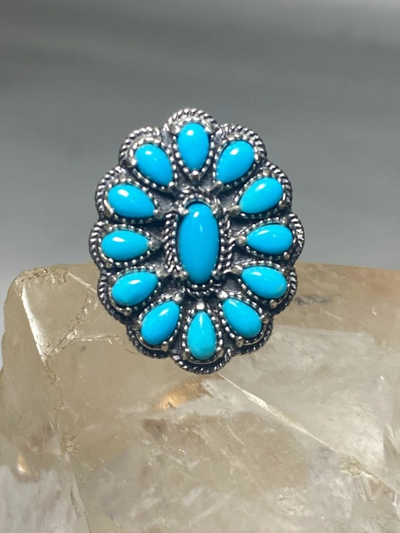 TURQUOISE RING SIZE 7 NAVAJO CAROLYN POLLACK PETITE POINT STERLING SILVER WOMEN (1 of 2)
