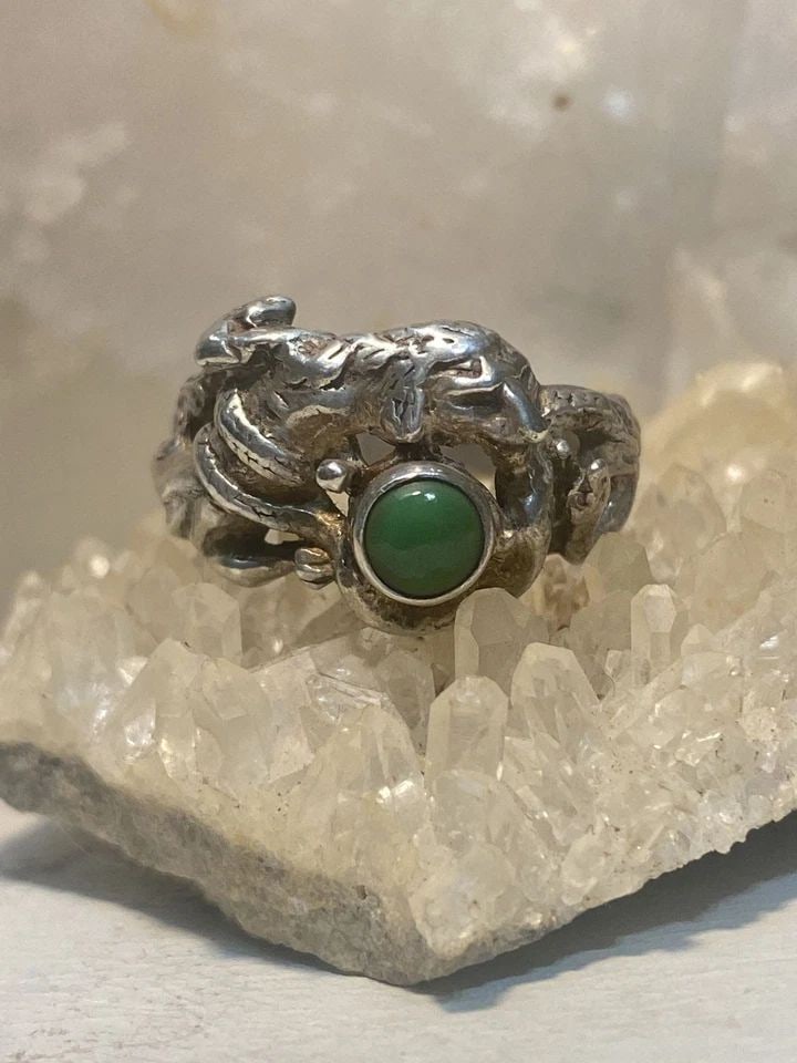 ANIMAL DOG RING SIZE 7.75 OR COUGAR BAND WITH SNAKE STERLING SILVER WOMEN GIRLS: ANIMAL DOG RING SIZE 7.75 OR COUGAR BAND WITH SNAKE STERLING SILVER WOMEN GIRLS animal dog ring or cougar or sheep band with snake sterling silver women girls Size 7.75 Between a size 7.75 and a size 
