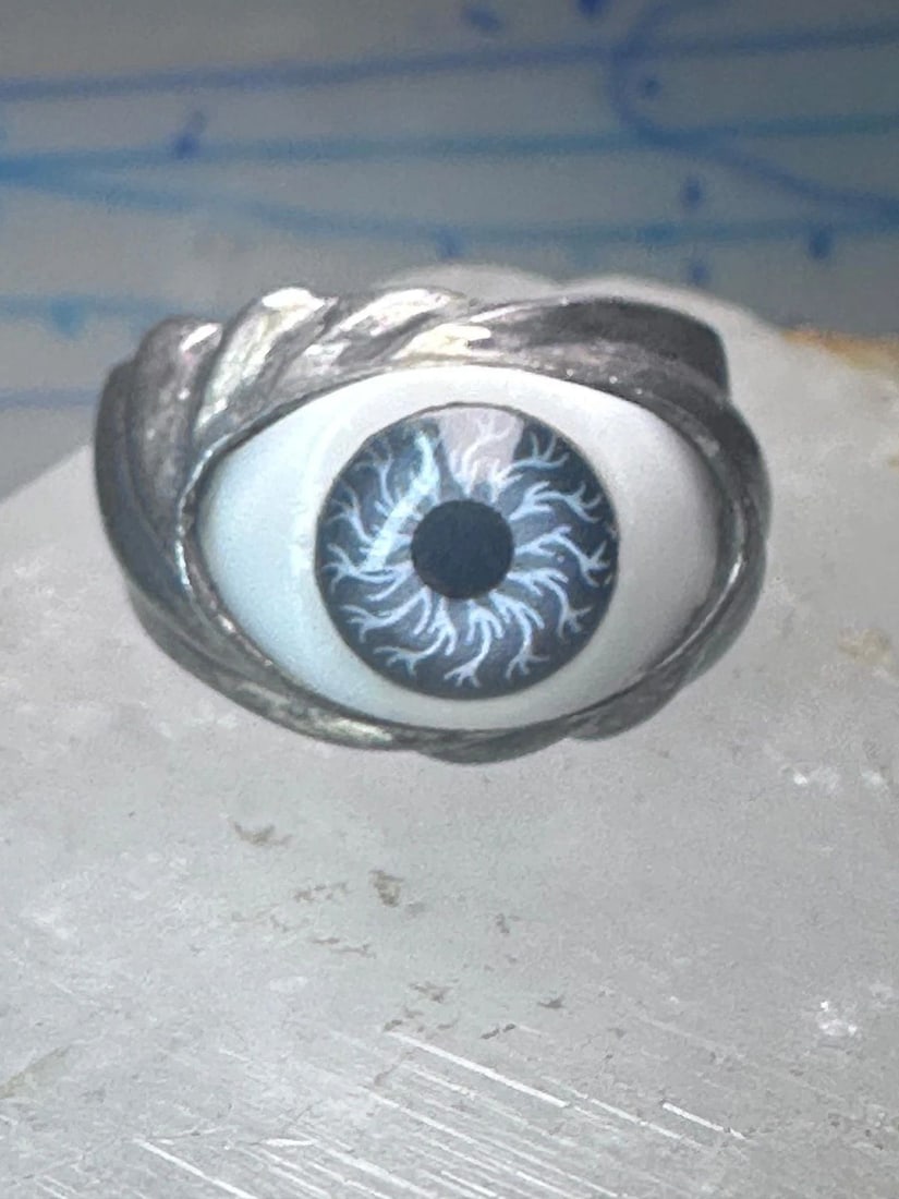 VINTAGE EYE RING EYEBALL BAND SIZE 9.25 STERLING SILVER WOMEN MEN (1 of 2)