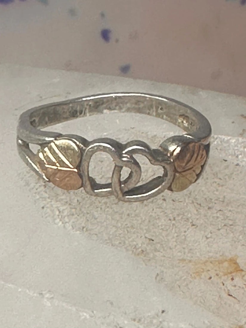 BLACK HILLS RING DOUBLE HEART BAND VALENTINE SIZE 7.25 STERLING SILVER WOMEN (1 of 2)