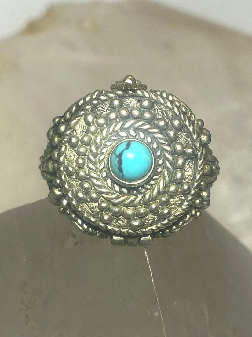 POISON RING BOHO TURQUOISE STERLING SILVER WOMEN (1 of 2)