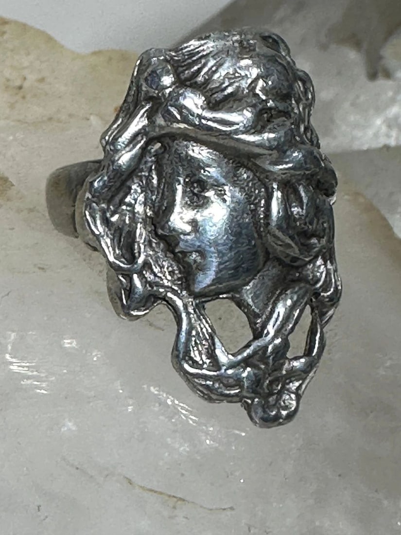 LONG FACE RING ART DECO STYLE SIZE 6.75 STERLING SILVER WOMEN GIRLS (1 of 2)