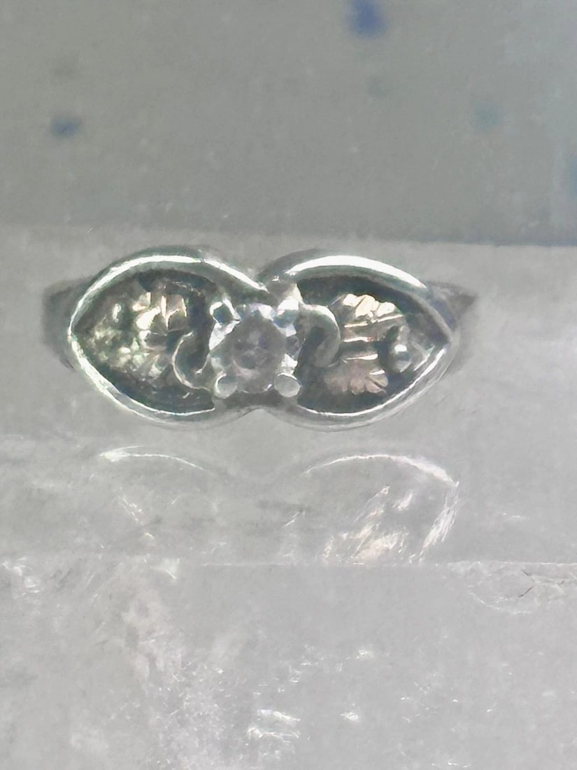 BLACK HILLS GOLD RING CZ BAND LEAVES SIZE 6.5 STERLING SILVER WOMEN (1 of 2)