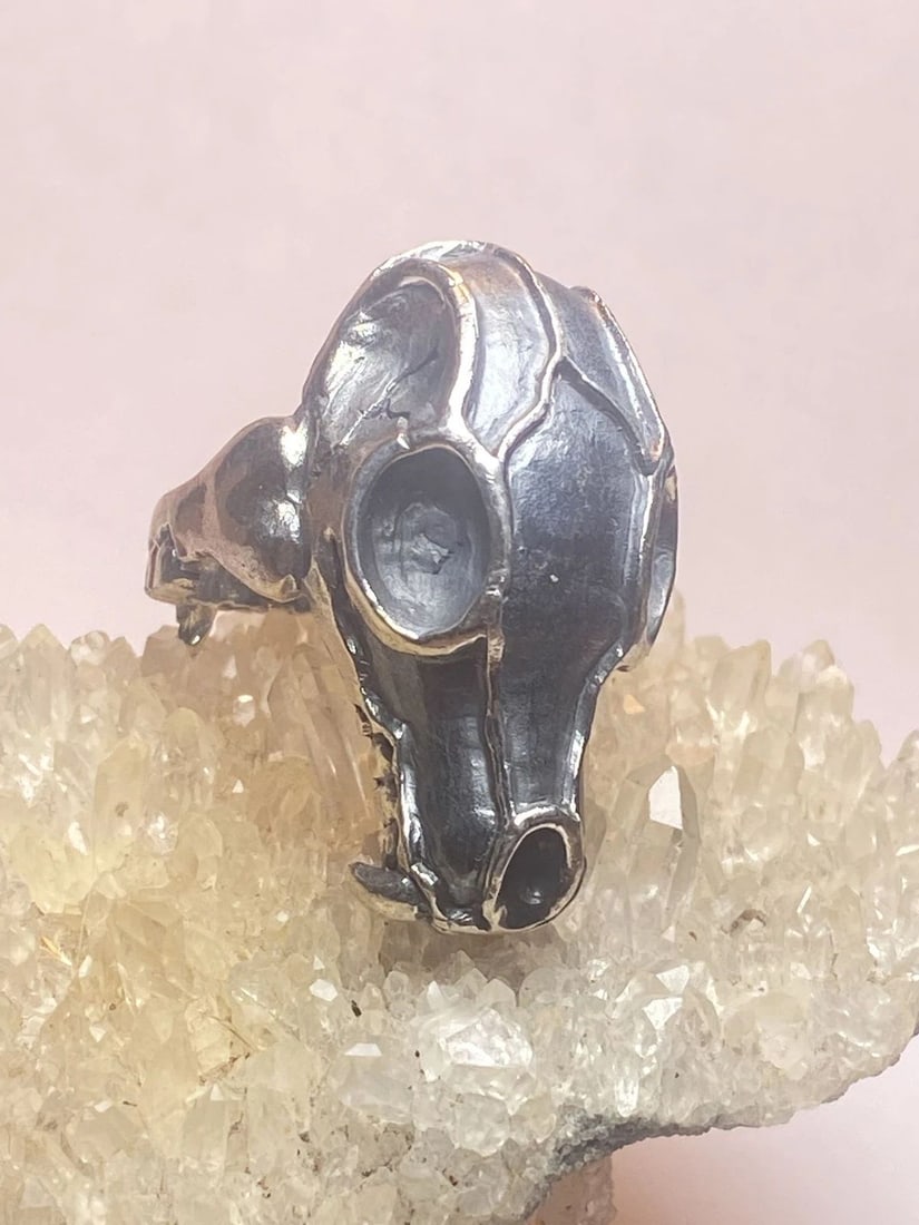 ANIMAL SKULL RING SIZE 11.75 BIKER BAND STERLING SILVER WOMEN MEN (1 of 2)