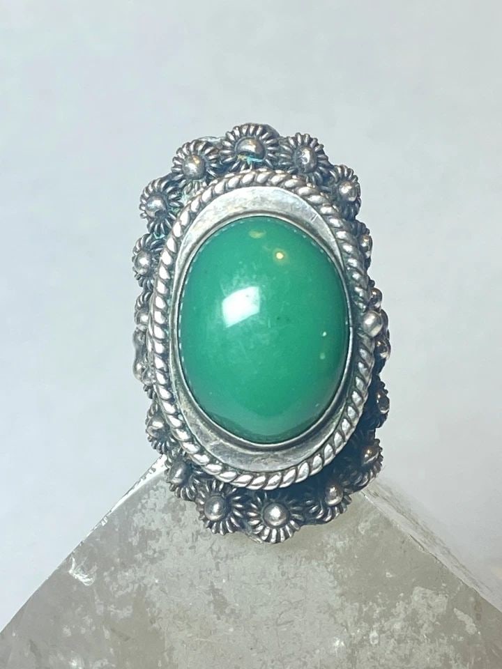 POISON RING GREEN MEXICAN STERLING SILVER WOMEN (1 of 1)