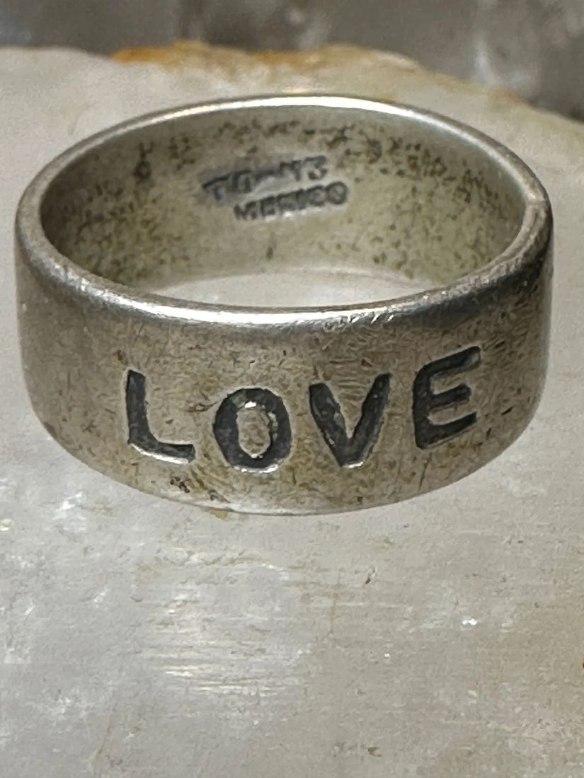 LOVE RING SIZE 13.25 PEACE WEDDING MEXICO VINTAGE BAND STERLING SILVER MEN (1 of 2)