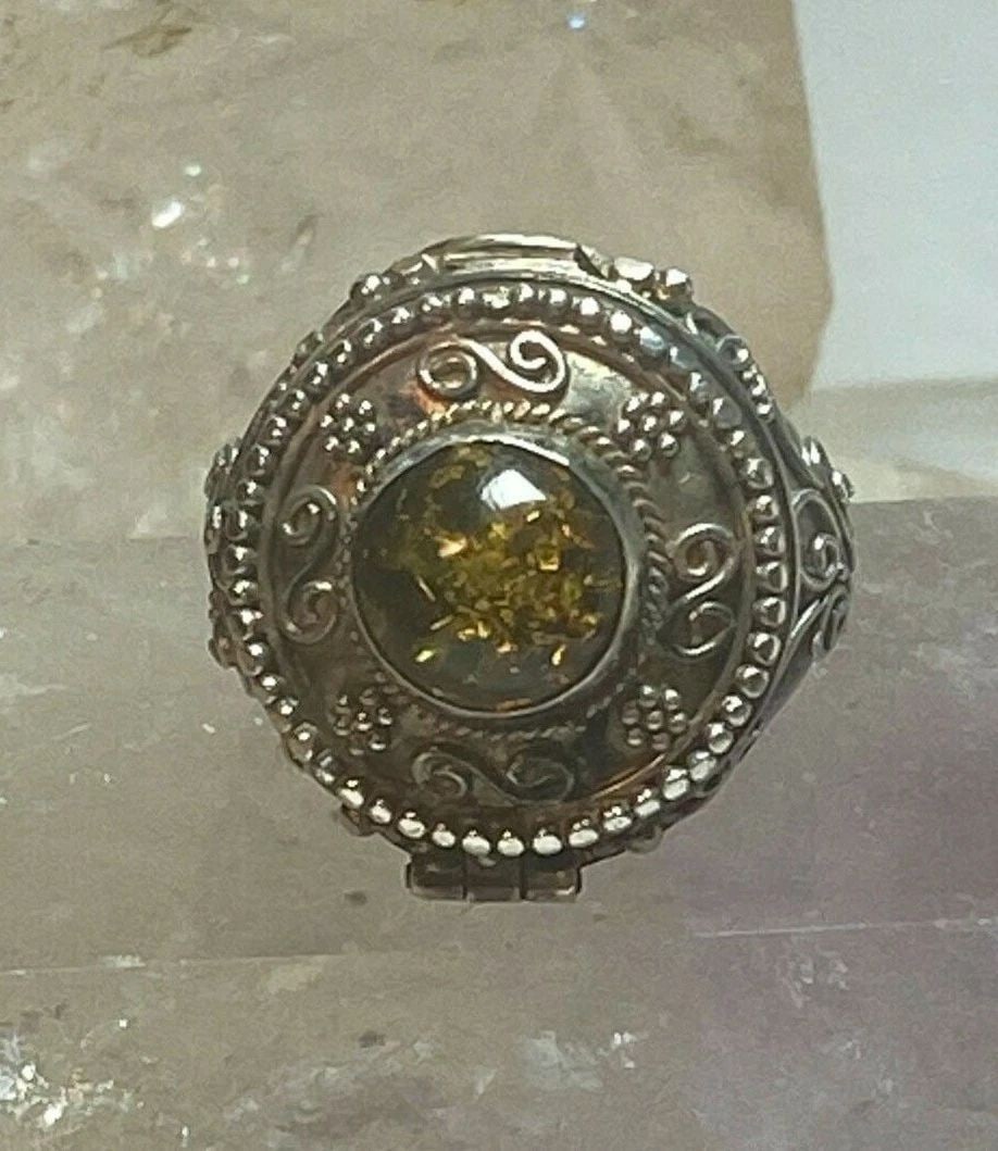 POISON RING SIZE 9.50 AMBER STERLING SILVER WOMEN GIRLS (1 of 2)