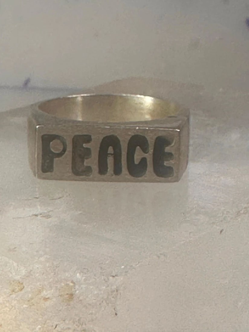 PEACE RING MEXICO MEXICAN BAND SOLID HEAVY SIZE 9.5 STERLING SILVER WOMEN MEN (1 of 2)