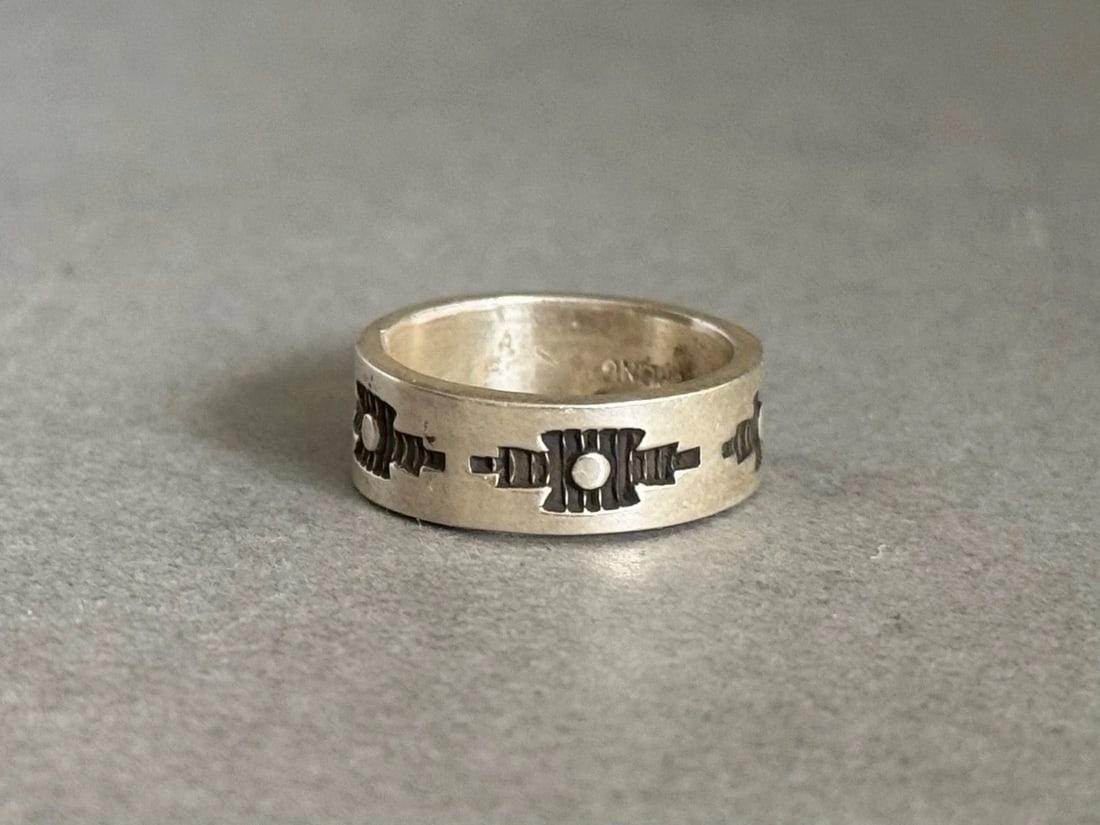 VINTAGE TROY LANER NAVAJO STERLING SILVER RING SIGNED SIZE 5 3/4 (1 of 2)
