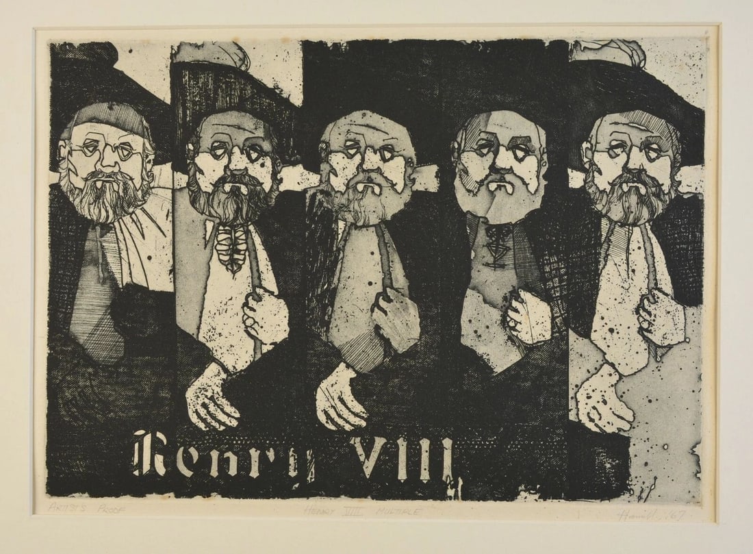VTG INTAGLIO PRINT - KING HENRY VIII ARTIST'S PROOF PENCIL SIGNED - HAMILL 1967 (1 of 2)