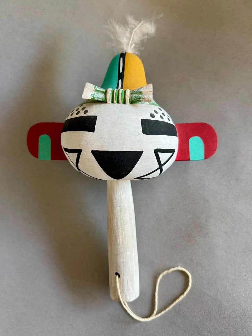 VINTAGE HOPI KACHINA DANCE RATTLE 9" TALL (1 of 2)