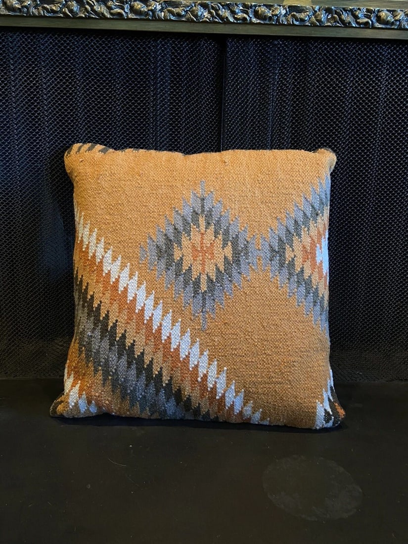 LARGE WOVEN WOOL BLANKET PILLOW - 21" SQUARE - SOFT SOUTHWEST COLORS & DESIGN (1 of 2)