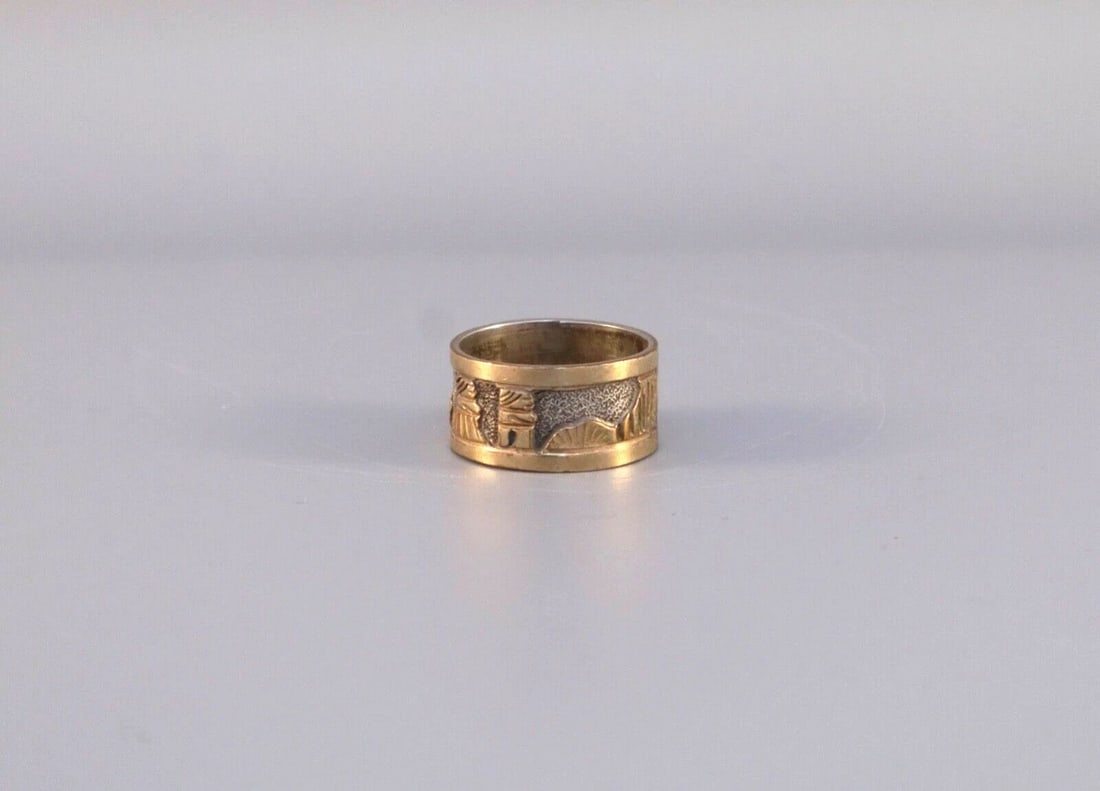 VINTAGE NAVAJO STERLING SILVER STORY TELLER RING SIZE 6 1/2 (1 of 2)