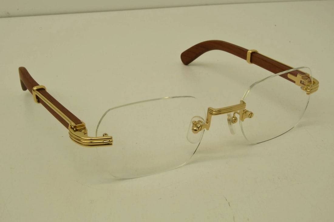 AUTHENTIC CARTIER SUNGLASSES RIMLESS RECTANGLE 21 145B WOOD GP FRAMES CT0377O: AUTHENTIC CARTIER SUNGLASSES RIMLESS RECTANGLE 21 145B WOOD GP FRAMES CT0377O Authentic Cartier Sunglasses Rimless Rectangle 21 145b Wood GP Frames CT0377O Authentic Cartier Sunglasses Rimless Rectang