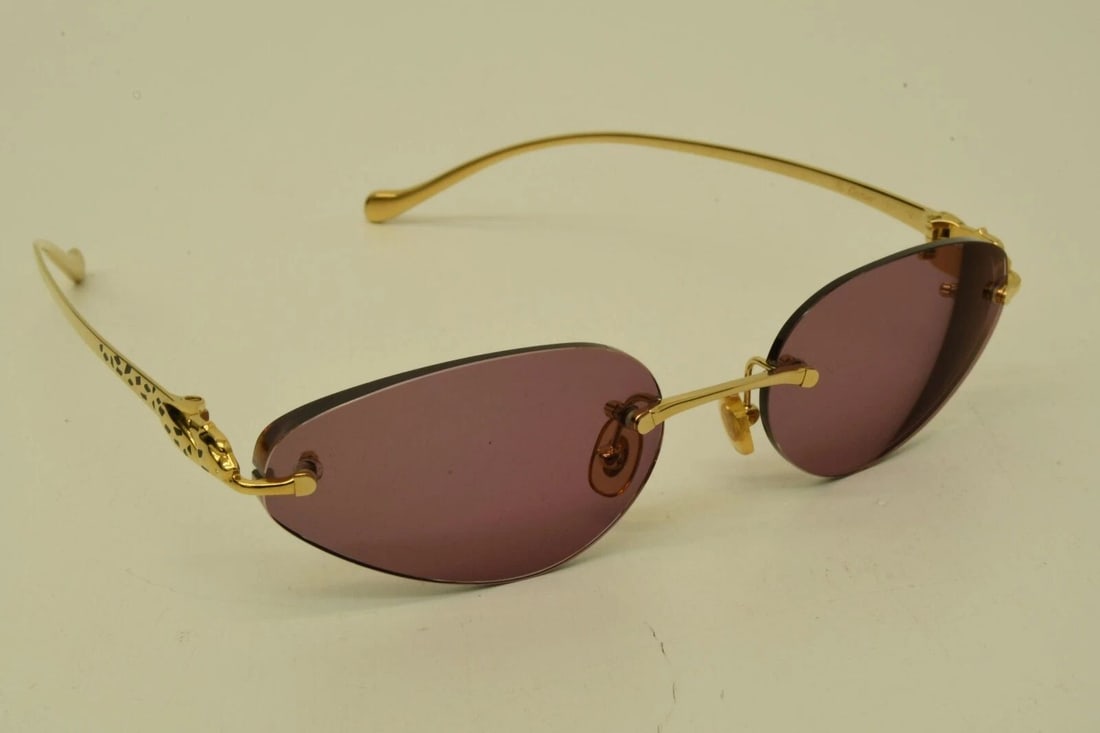 AUTHENTIC CARTIER SPOTTED PANTHER SUNGLASSES 18 130 OVAL ROSE PINK GP FRAMES: AUTHENTIC CARTIER SPOTTED PANTHER SUNGLASSES 18 130 OVAL ROSE PINK GP FRAMES Authentic Cartier Spotted Panther Sunglasses 18 130 Oval Rose Pink GP Frames Authentic Cartier Spotted Panther Sunglasses 1