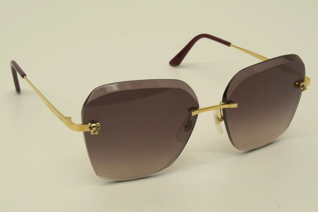 AUTHENTIC CARTIER PANTHERE SUNGLASSES 61 15 145 LARGE SQUARE ROSE TAPERED FRAMES: AUTHENTIC CARTIER PANTHERE SUNGLASSES 61 15 145 LARGE SQUARE ROSE TAPERED FRAMES Authentic Cartier Panthere Sunglasses 61 15 145 Large Square Rose Tapered Frames Authentic Cartier Panthere Sunglasses 