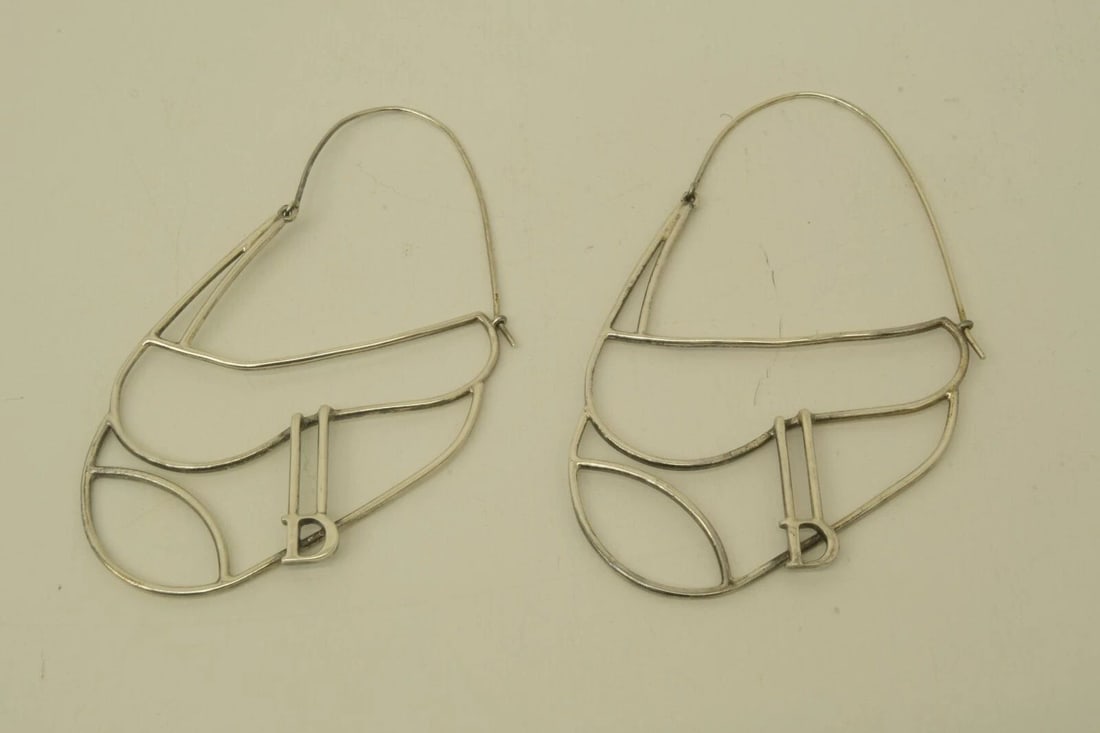 AUTHENTIC CHRISTIAN DIOR PIERCED EARRINGS STERLING SADDLE BAGS D LOGO JEWELRY: AUTHENTIC CHRISTIAN DIOR PIERCED EARRINGS STERLING SADDLE BAGS D LOGO JEWELRY Authentic Christian Dior Pierced Earrings Sterling Saddle Bags D Logo Jewelry Jewelry Accessories Ladies, Womens, Female P