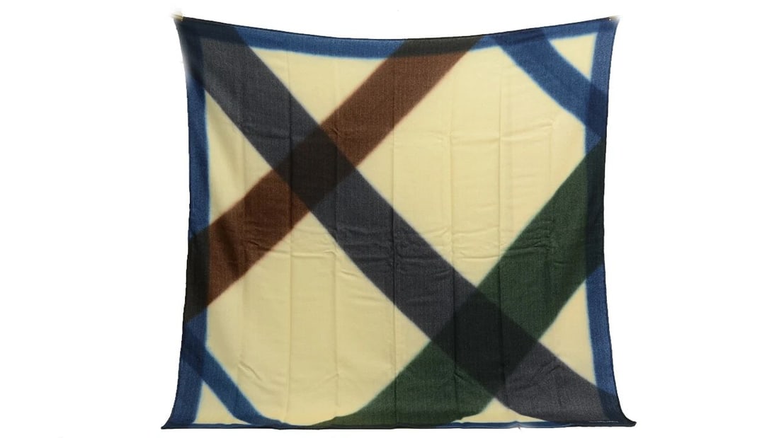 AUTHENTIC HERMES CASHMERE SCARF STRIPED BLUE WHITE 110CM MODERN RELEASE WRAP (1 of 2)