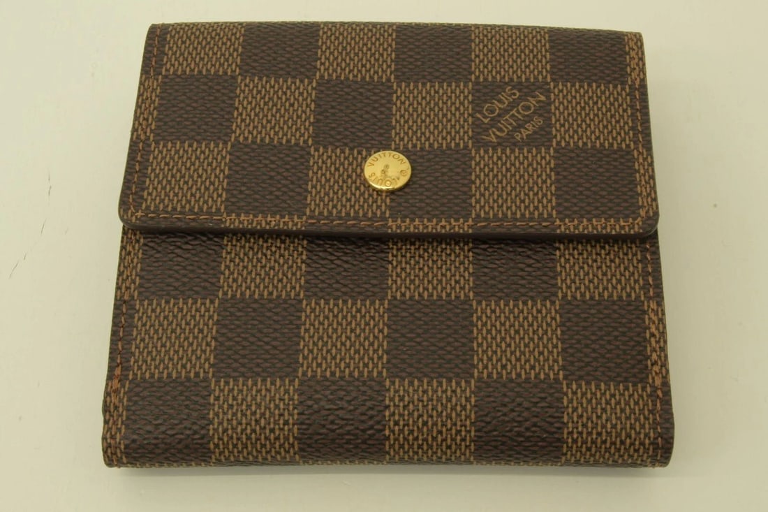 AUTHENTIC LOUIS VUITTON DAMIER DOUBLE BIFOLD WALLET CLIP LEATHER COIN CASE (1 of 2)