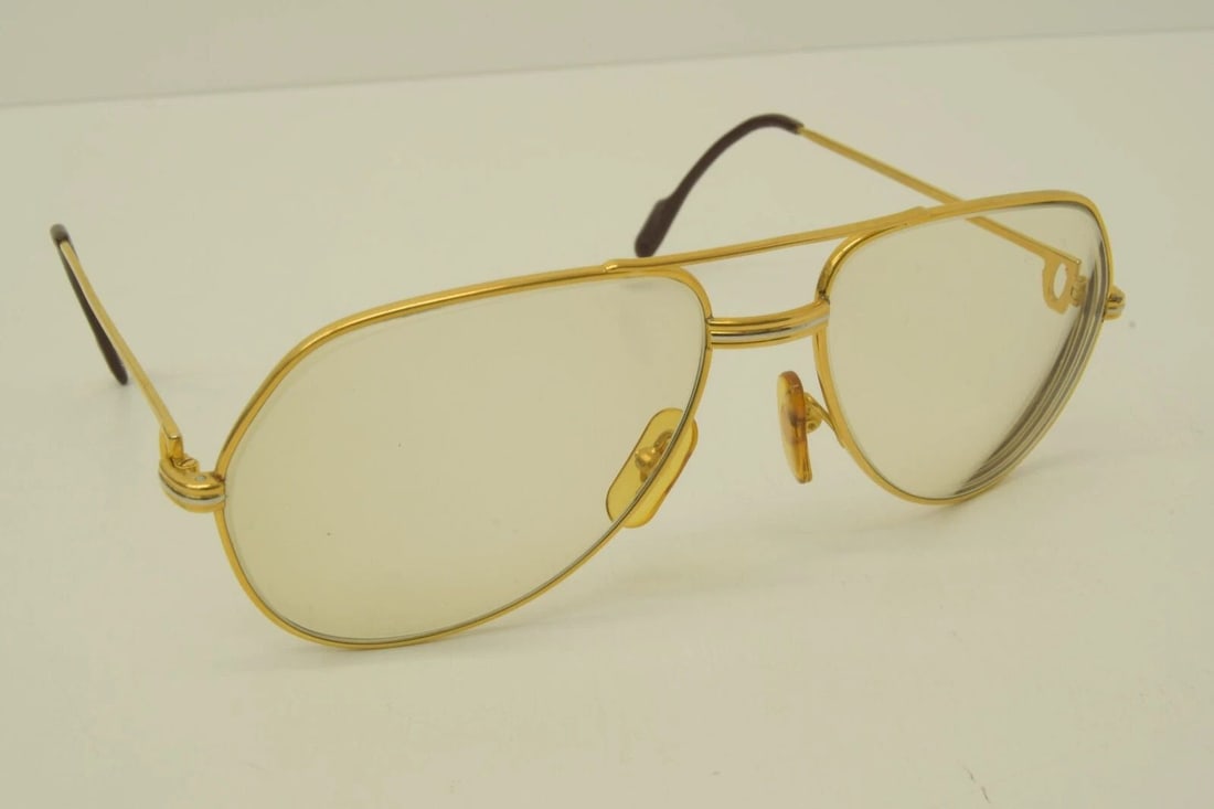 AUTHENTIC CARTIER VENDOME LOUIS AVIATOR 59 16 140 GP SUNGLASSES STRIPED FRAMES: AUTHENTIC CARTIER VENDOME LOUIS AVIATOR 59 16 140 GP SUNGLASSES STRIPED FRAMES Authentic Cartier Vendome Louis Aviator 59 16 140 GP Sunglasses Striped Frames Authentic Cartier Vendome Louis Aviator 59