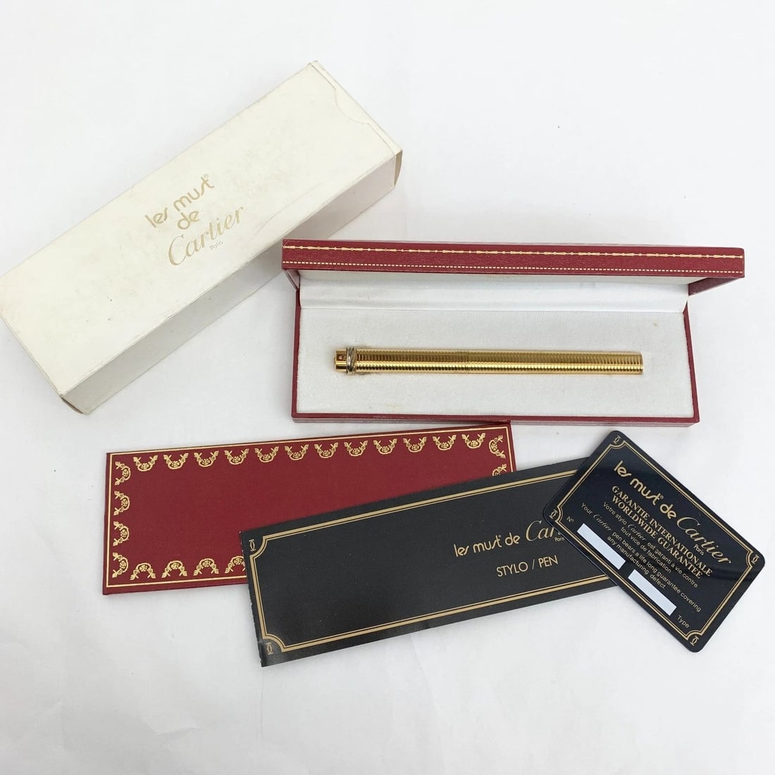 AUTHENTIC CARTIER BALLPOINT PEN GOLD STRIPED GP DECOR OFFICE DESK COLLECTIBLE (1 of 2)