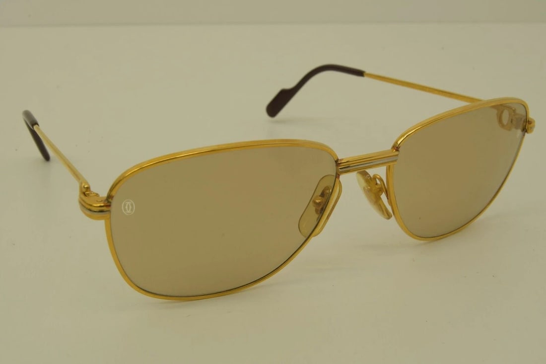 AUTHENTIC CARTIER ROMANCE LOUIS 57 17 135 GP VINTAGE AVIATOR SUNGLASSES FRAMES: AUTHENTIC CARTIER ROMANCE LOUIS 57 17 135 GP VINTAGE AVIATOR SUNGLASSES FRAMES Authentic Cartier Romance Louis 57 17 135 GP Vintage Aviator Sunglasses Frames Lens Width: 58mm Bridge Width: 18mm Temple