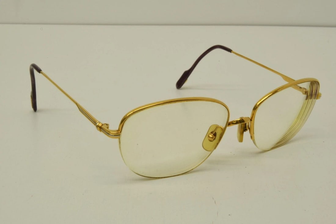 AUTHENTIC CARTIER TRINITY STYLE SUNGLASSES 55 18 140 GP BOTTOM RIMLESS STRIPED: AUTHENTIC CARTIER TRINITY STYLE SUNGLASSES 55 18 140 GP BOTTOM RIMLESS STRIPED Authentic Cartier Trinity Style Sunglasses 55 18 140 GP Bottom Rimless Striped Authentic Cartier Trinity Style Sunglasses