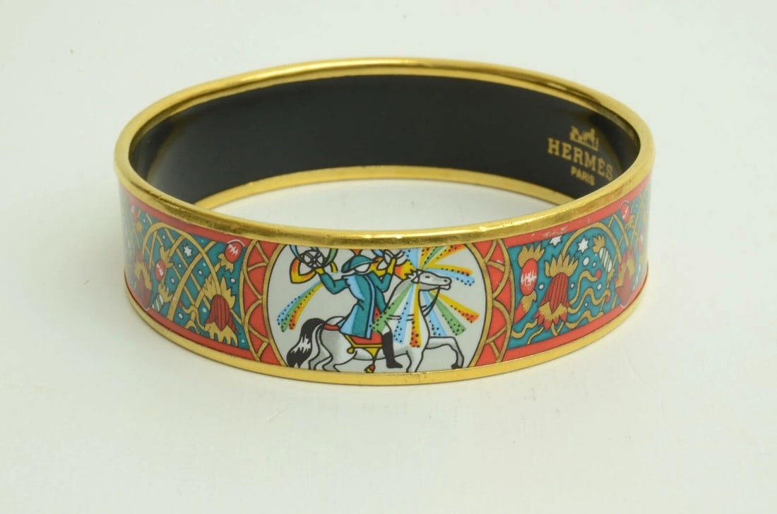 AUTHENTIC HERMES GP SLIP BRACELET VINTAGE ENAMEL BANGLE FEUX D'ARTIFICE JEWELRY: AUTHENTIC HERMES GP SLIP BRACELET VINTAGE ENAMEL BANGLE FEUX D'ARTIFICE JEWELRY Authentic Hermes GP Slip Bracelet Vintage Enamel Bangle Feux d'Artifice Jewelry AUTHENTIC HERMES GP SLIP BRACELET VINTAG