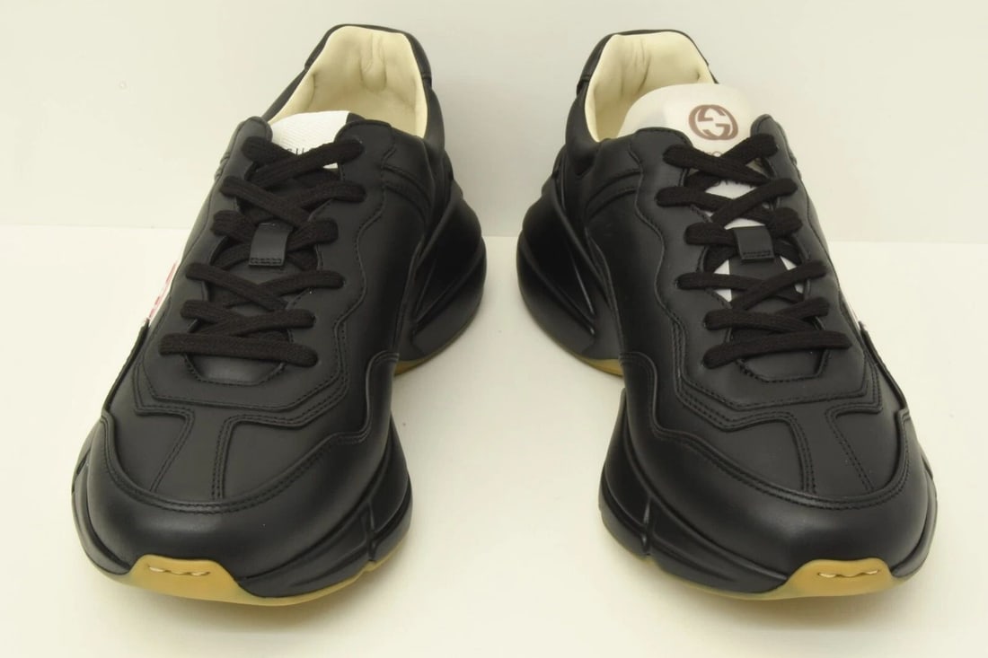 AUTHENTIC GUCCI RHYTON SEGA RED LOGO BLACK SNEAKERS SIZE 6.5 ATHLETIC SHOES (1 of 2)