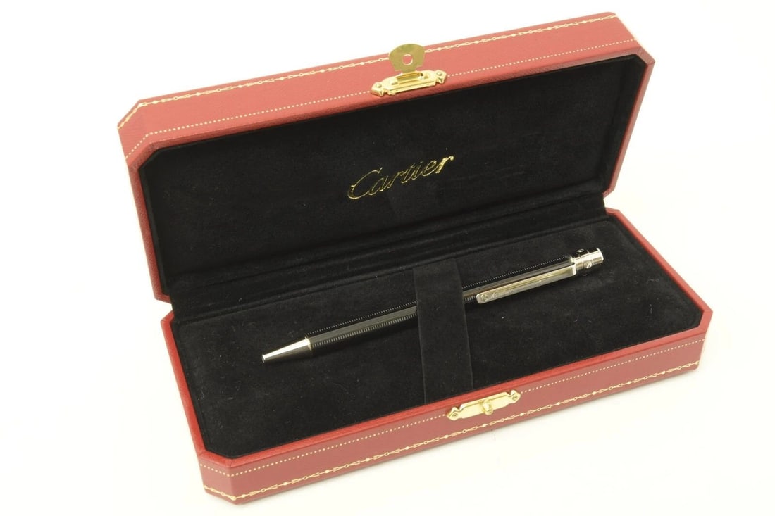 AUTHENTIC CARTIER BLACK BALLPOINT PEN WHITE DASH SP LOVE OFFICE DESK COLLECTIBLE: AUTHENTIC CARTIER BLACK BALLPOINT PEN WHITE DASH SP LOVE OFFICE DESK COLLECTIBLE Authentic Cartier Black Ballpoint Pen White Dash SP Love Office Desk Collectible Authentic Cartier Black Ballpoint Pen 