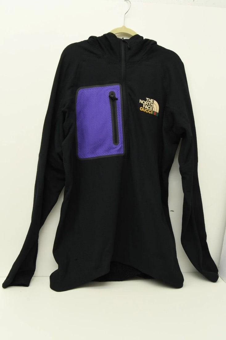 AUTHENTIC GUCCI THE NORTH FACE HOODIE BLACK PURPLE POCKET LIGHT WARM PULL OVER: AUTHENTIC GUCCI THE NORTH FACE HOODIE BLACK PURPLE POCKET LIGHT WARM PULL OVER Authentic Gucci The North Face Hoodie Black Purple Pocket Light Warm Pull Over Authentic Gucci The North Face Hoodie Blac
