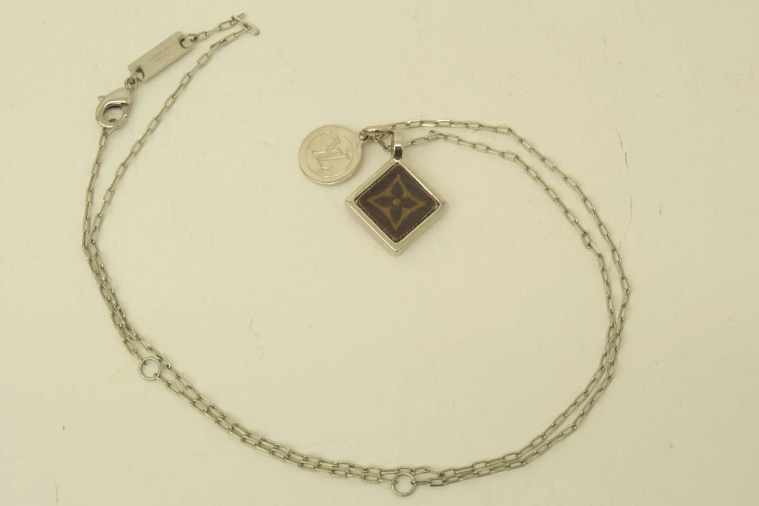 AUTHENTIC LOUIS VUITTON MONOGRAM EMBLEM NECKLACE SP SILVER JEWELRY ACCESSORY: AUTHENTIC LOUIS VUITTON MONOGRAM EMBLEM NECKLACE SP SILVER JEWELRY ACCESSORY Authentic Louis Vuitton Monogram Emblem Necklace SP Silver Jewelry Accessory Louis Vuitton Signature Monogram Jewelry Acces