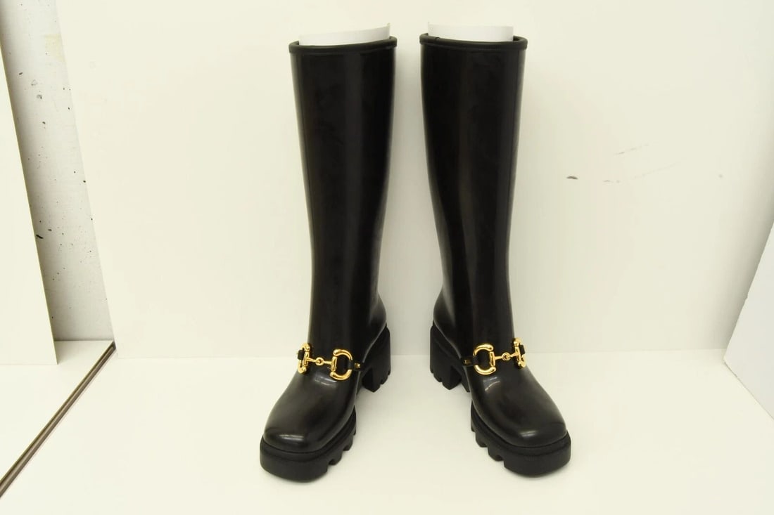 AUTHENTIC GUCCI LONG RAIN BOOTS BLACK SNAKE HORSEBIT WOMENS 659707 JCCP0 1000: AUTHENTIC GUCCI LONG RAIN BOOTS BLACK SNAKE HORSEBIT WOMENS 659707 JCCP0 1000 Authentic Gucci Long Rain Boots Black Snake Horsebit Womens 659707 JCCP0 1000 Authentic Gucci Long Rain Boots Black Snake 
