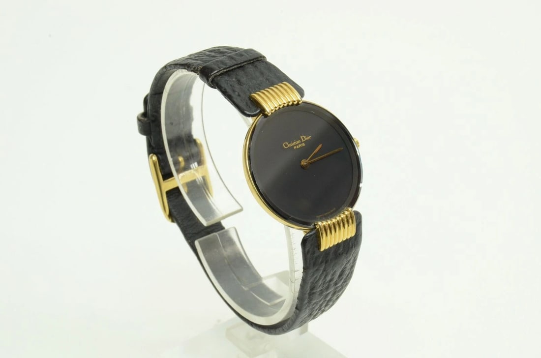 AUTHENTIC BLACK MOON DE CHRISTIAN DIOR WATCH 25MM VINTAGE GP LEATHER WRISTWATCH (1 of 2)