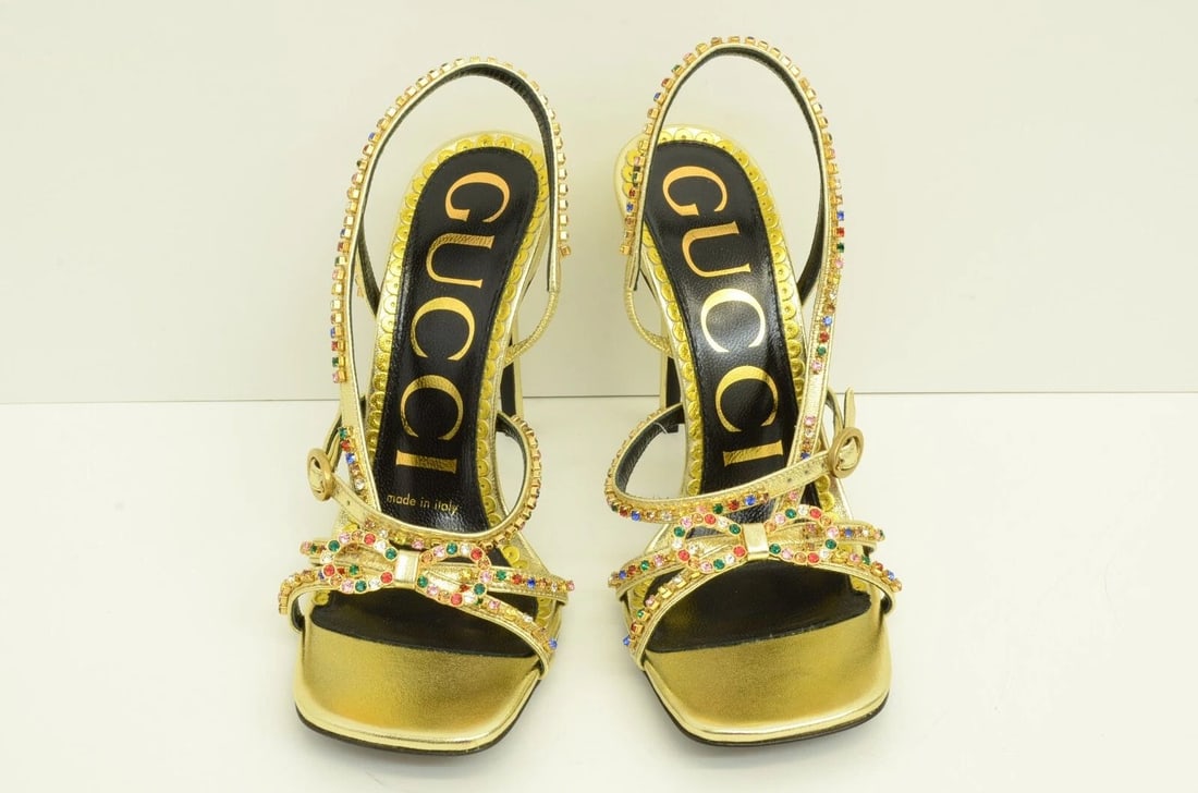 AUTHENTIC GUCCI GEMSTONE HEELS SHOES WOMENS NAPPA PLATINO GOLD 602526 B8B00 8053: AUTHENTIC GUCCI GEMSTONE HEELS SHOES WOMENS NAPPA PLATINO GOLD 602526 B8B00 8053 Authentic Gucci Gemstone Heels Shoes Womens Nappa Platino Gold 602526 B8B00 8053 Authentic Gucci Gemstone Heels Shoes W