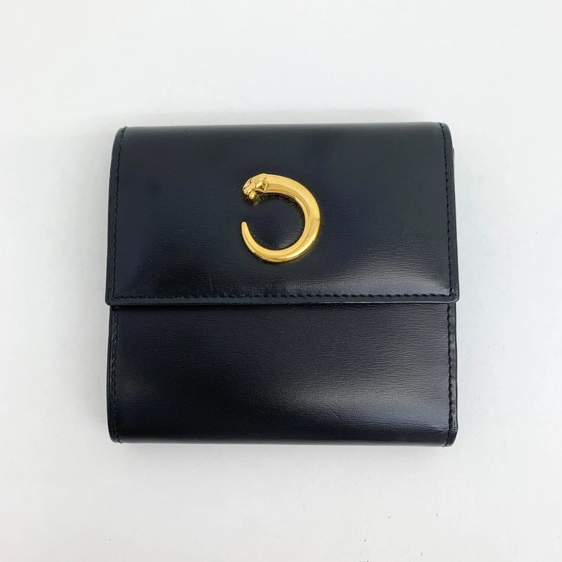 AUTHENTIC CARTIER PANTAIL BLACK WALLET LEATHER PANTHER GP LOGO TRIFOLD COIN CASE (1 of 2)
