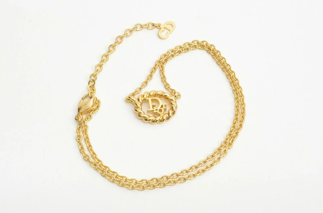 AUTHENTIC CHRISTIAN DIOR NECKLACE SIDEWAYS OVAL SIGNATURE LOGO ROPE GP JEWELRY: AUTHENTIC CHRISTIAN DIOR NECKLACE SIDEWAYS OVAL SIGNATURE LOGO ROPE GP JEWELRY Authentic Christian Dior Necklace Sideways Oval Signature Logo Rope GP Jewelry AUTHENTIC CHRISTIAN DIOR NECKLACE SIDEWAYS
