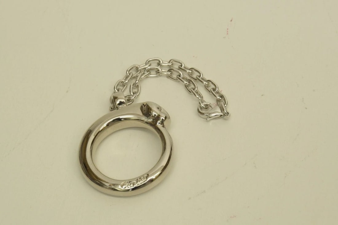 AUTHENTIC CARTIER PANTHER LOGO SILVER KEYCHAIN SIGNATURE CAT ACCESSORY CHARM: AUTHENTIC CARTIER PANTHER LOGO SILVER KEYCHAIN SIGNATURE CAT ACCESSORY CHARM Authentic Cartier Panther Logo Silver Keychain Signature Cat Accessory Charm Authentic Cartier Panther Logo Silver Keychain