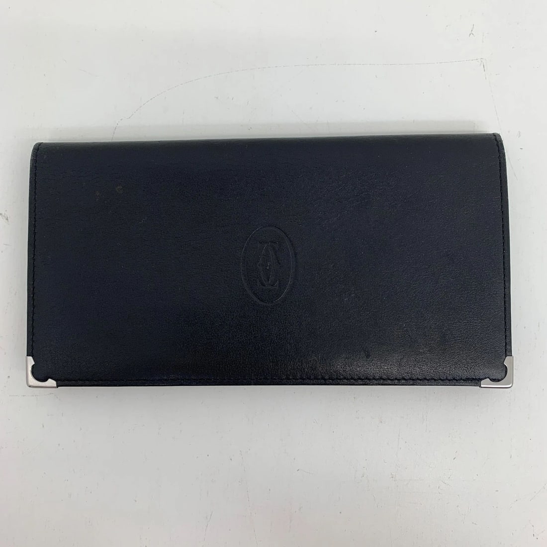 AUTHENTIC CARTIER BLACK LEATHER CLUTCH THIN WALLET LOGO SP VINTAGE BURGUNDY (1 of 2)