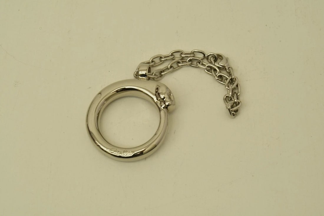 AUTHENTIC CARTIER PANTAIL CLASSIC SILVER PLATED LOGO KEYCHAIN ACCESSORY CHARM 3: AUTHENTIC CARTIER PANTAIL CLASSIC SILVER PLATED LOGO KEYCHAIN ACCESSORY CHARM 3 Authentic Cartier Pantail Classic Silver Plated Logo Keychain Accessory Charm 3 Authentic Cartier Pantail Classic Silver